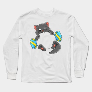 Cute Cat Cartoon character on white background Long Sleeve T-Shirt